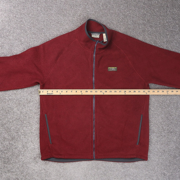L.L. Bean Fleece Regular Large Red Long Sleeve Full Zip Collared Jacket - Picture 4 of 11